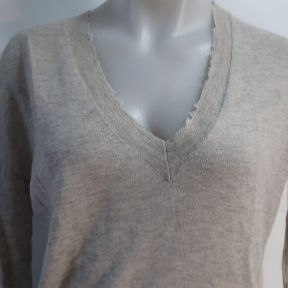 Womens Zadig & Voltaire Happy CP Grey Melange Pure Cashmere V-Neck Sweater M - Picture 3 of 12